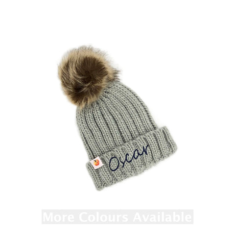 Pumpkin Baby Personalised Faux Fur Pom Pom Beanie