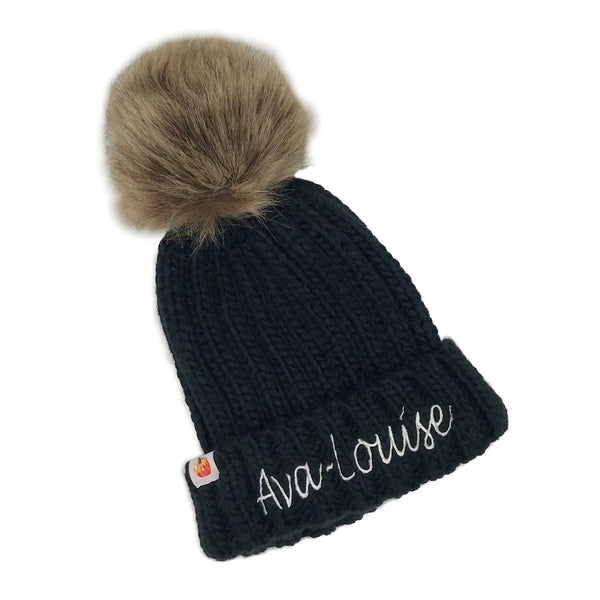 Pumpkin Baby Personalised Faux Fur Pom Pom Beanie