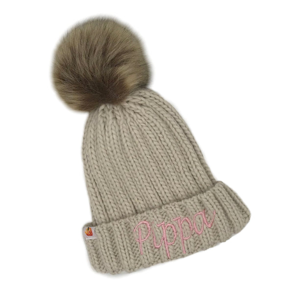 Pumpkin Kids Personalised Faux Fur Pom Pom Beanie