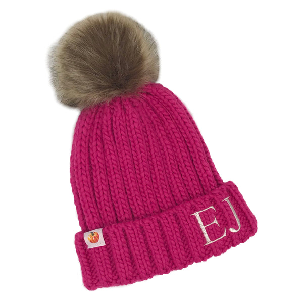 Pumpkin Kids Personalised Faux Fur Pom Pom Beanie