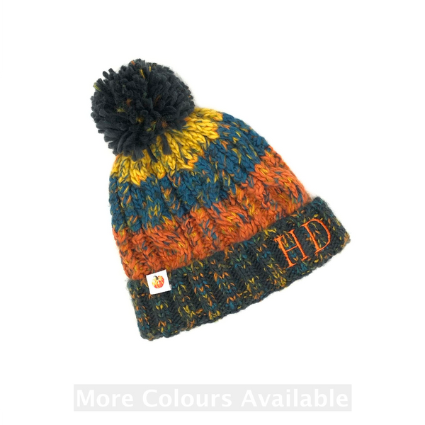 Pumpkin Kids Personalised Corkscrew Pom Pom Beanie