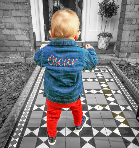 Pumpkin Baby Personalised Denim Jacket With Multicoloured Thread- Limited Edition