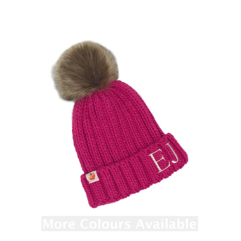 Pumpkin Kids Personalised Faux Fur Pom Pom Beanie