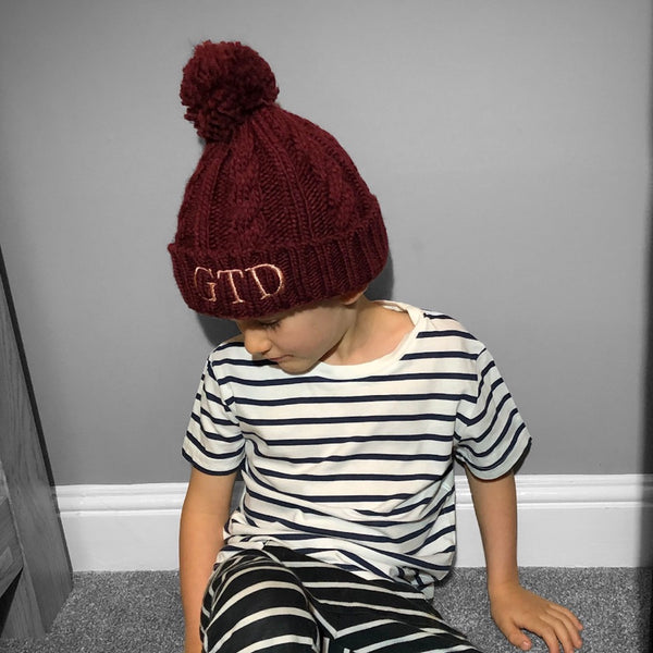 Pumpkin Kids Personalised Cable Knit Beanie