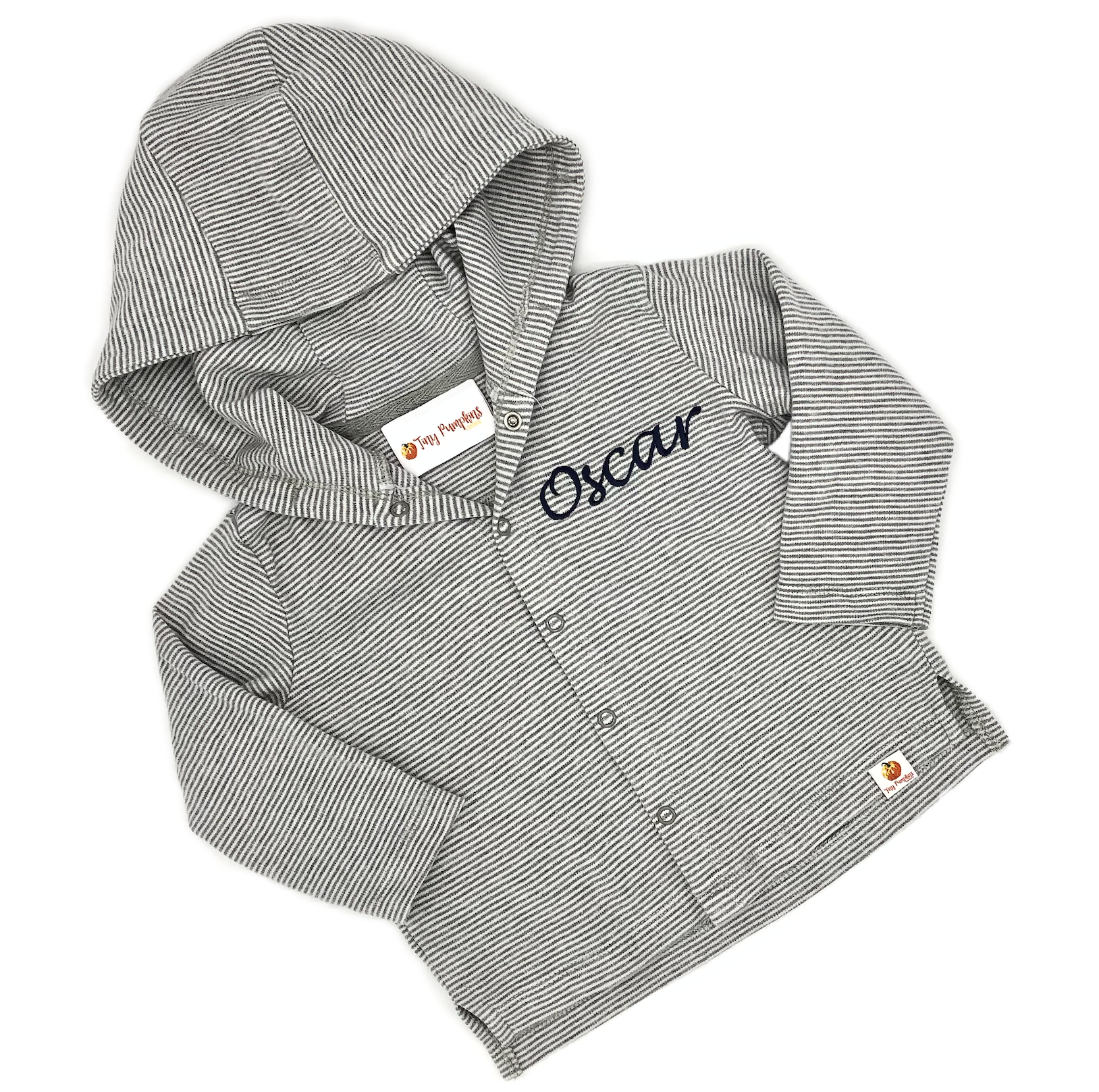 Pumpkin Baby Personalised Stripe Hooded Jacket Organic