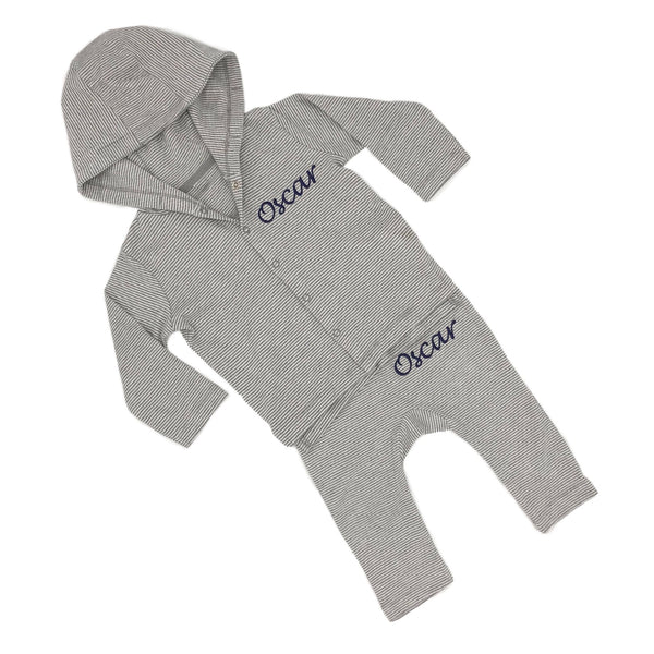 Pumpkin Baby Personalised Stripe Hooded Jacket Organic