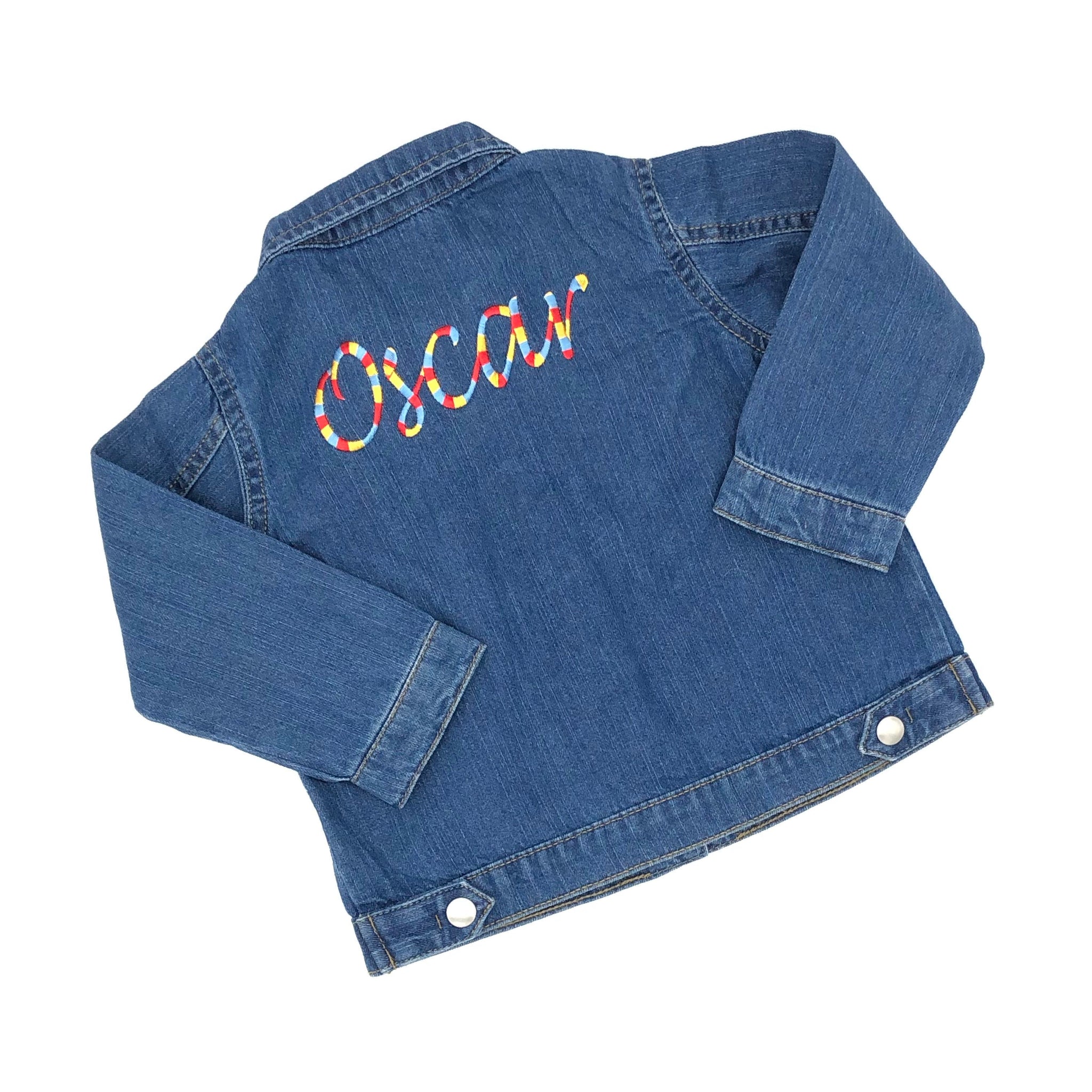 Pumpkin Baby Personalised Denim Jacket With Multicoloured Thread- Limited Edition